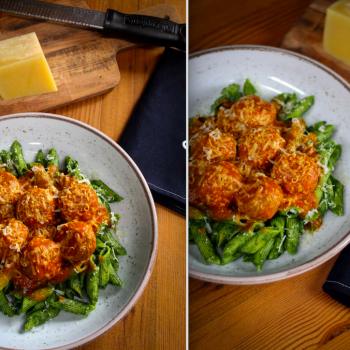 Foto de ALBÓNDIGAS AL TUCO CASERO CON PASTA Y PESTO DE ARÚGULA DE FRANCESO DE SANCTIS