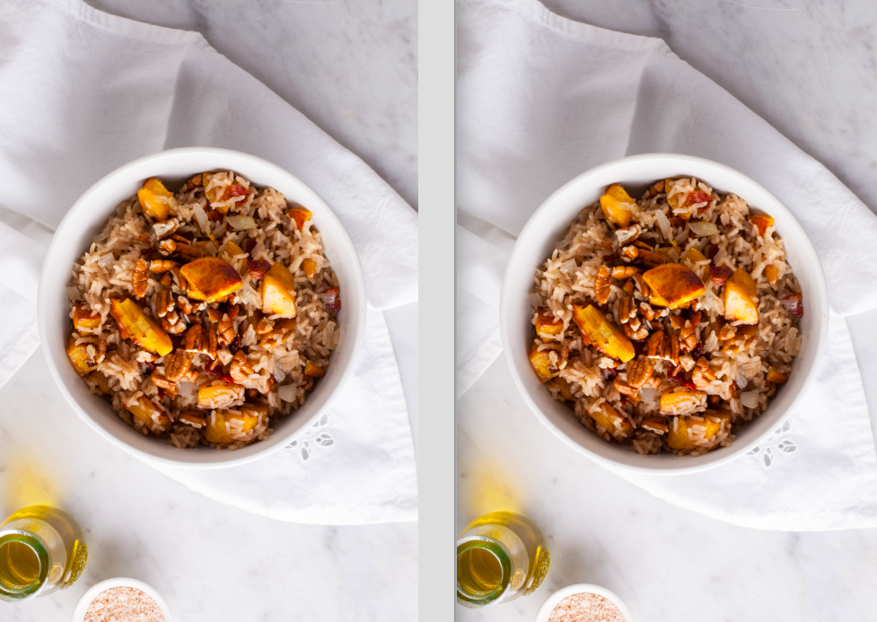 ARROZ BELLACO: CON BELLACO, TOCINO CRUJIENTE Y PECANAS